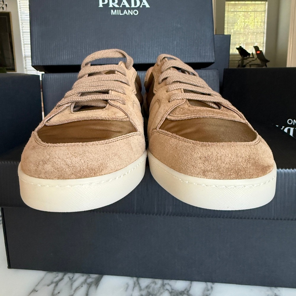 Prada Milano 2EE442 Men Brown Suede & Fabric Low Top Sneakers Trainers Sz UK 9 - Picture 9 of 16